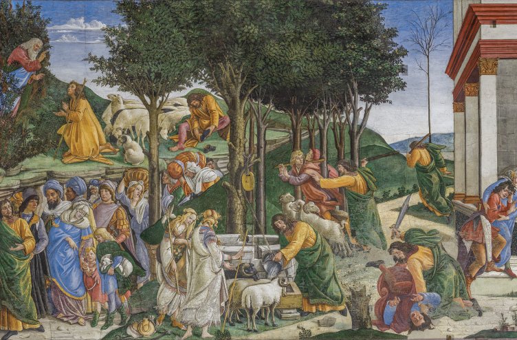 Mojzesovo sojenje, freska, 1481−1482